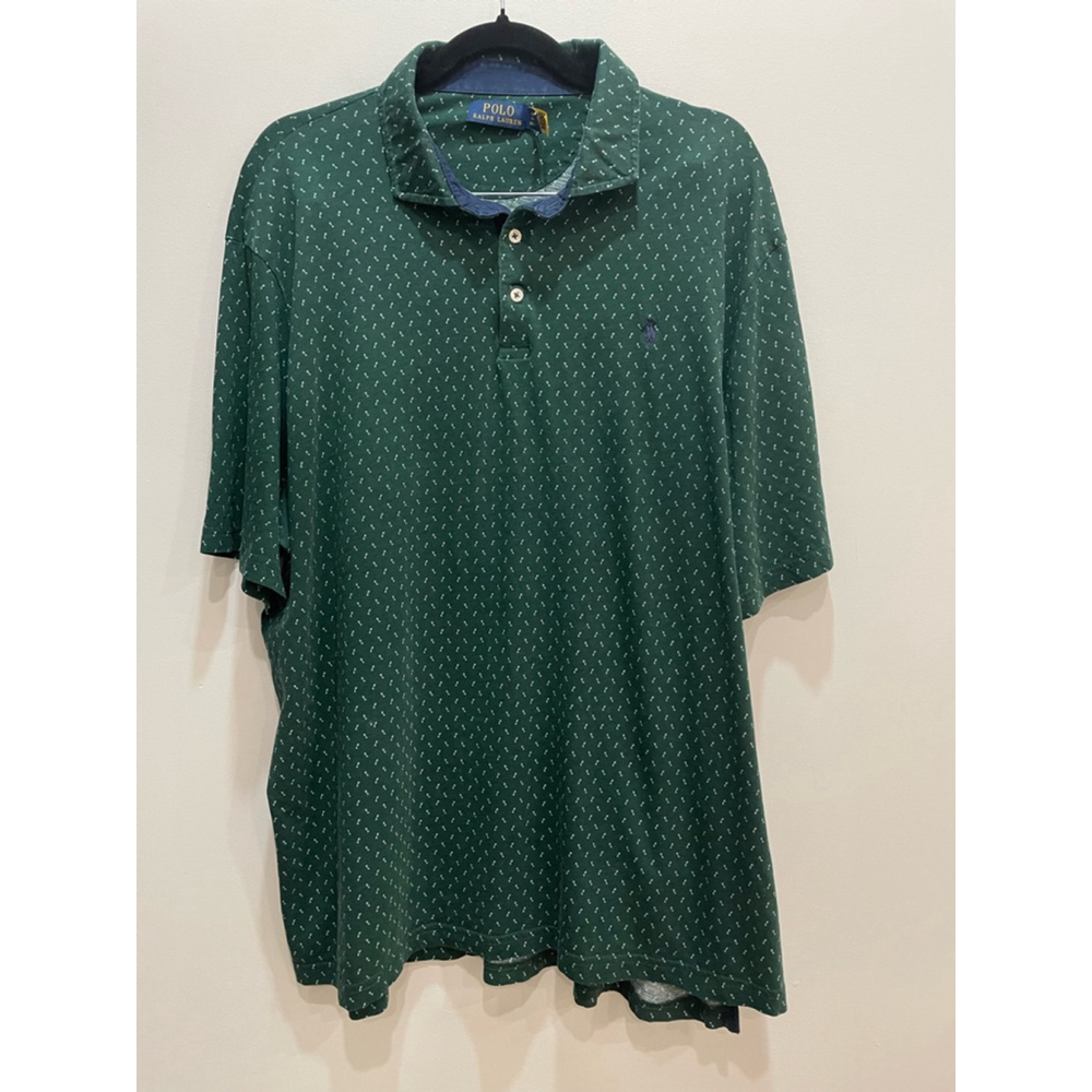 Polo Ralph Lauren Polo Shirt XXL All Over Print RL Green Preppy Golf Old Money